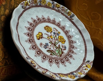 Copeland Spode Buttercup Plate – Vintage English China Dish Scalloped Edge Floral Plate – Antique Spode Collectible Trinket or Jewelry Dish