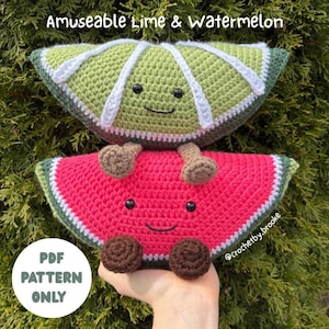 Amuseable Lime and Watermelon Crochet Pattern - Jellycat Inspired Plushies