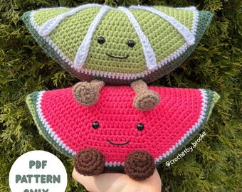 Amuseable Lime and Watermelon Crochet Pattern - Jellycat Inspired Plushies