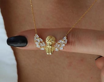 Sterling Silver Fish Angel Wing Necklace: Personalized Memorial Jewelry