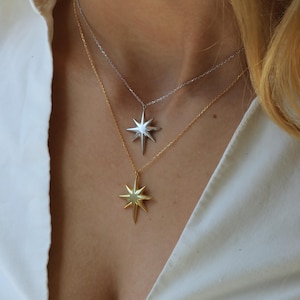 Polaris Pendant, Pole Star Necklace, 925 Sterling Silver North Star Necklace, North Star Pendant, Real Gold Star Necklace,Celestial Necklace
