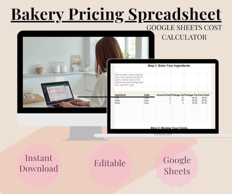 Bakery Pricing Calculator Spreadsheet | Cookie, Cake & Dessert Cost ...