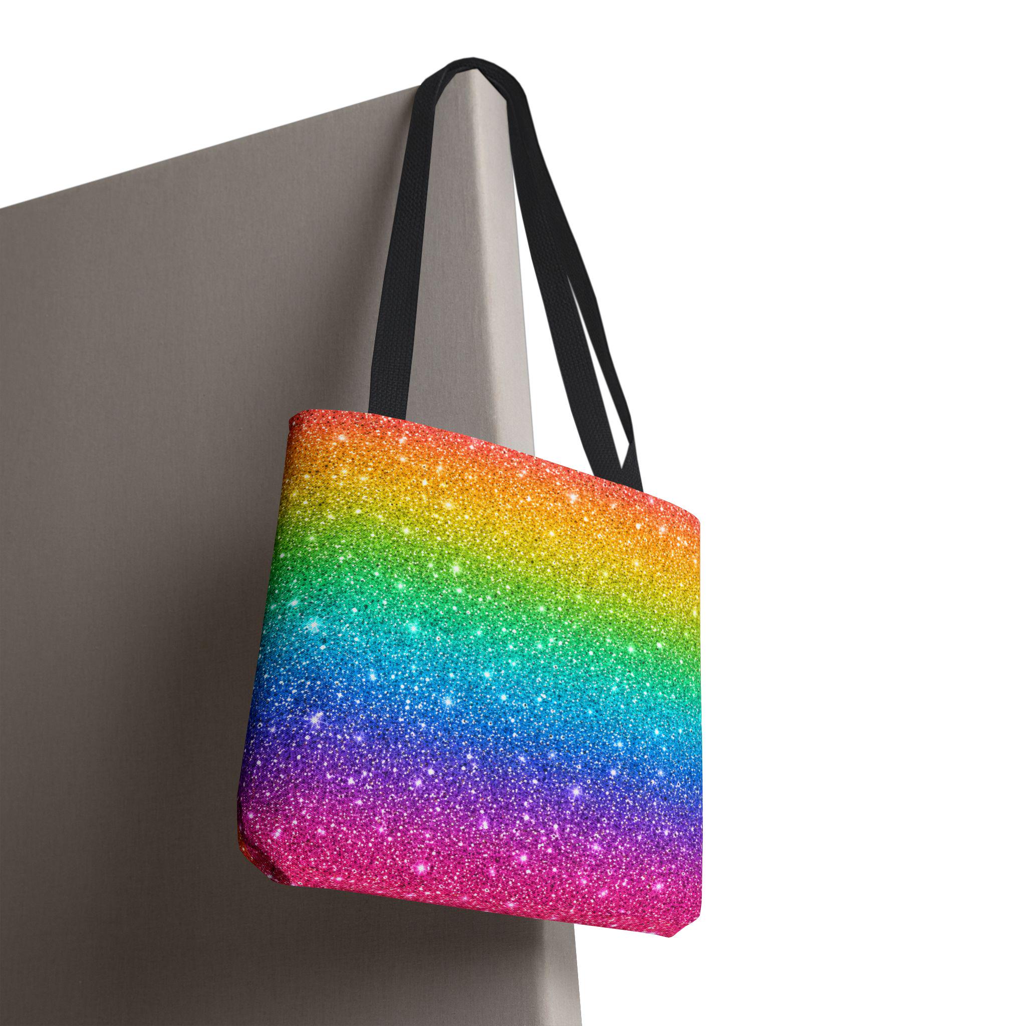 Rainbow Pride Glitter Ombre Tote Bag | Sparkle Gradient Summer
