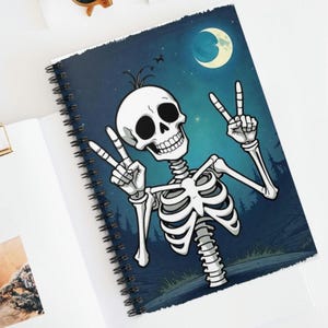 Skeleton Back to School Spiral Notebook, Cool Humorous Journal, Skeleton Design Notebook, Spooky School Supplies, Funny Back to School