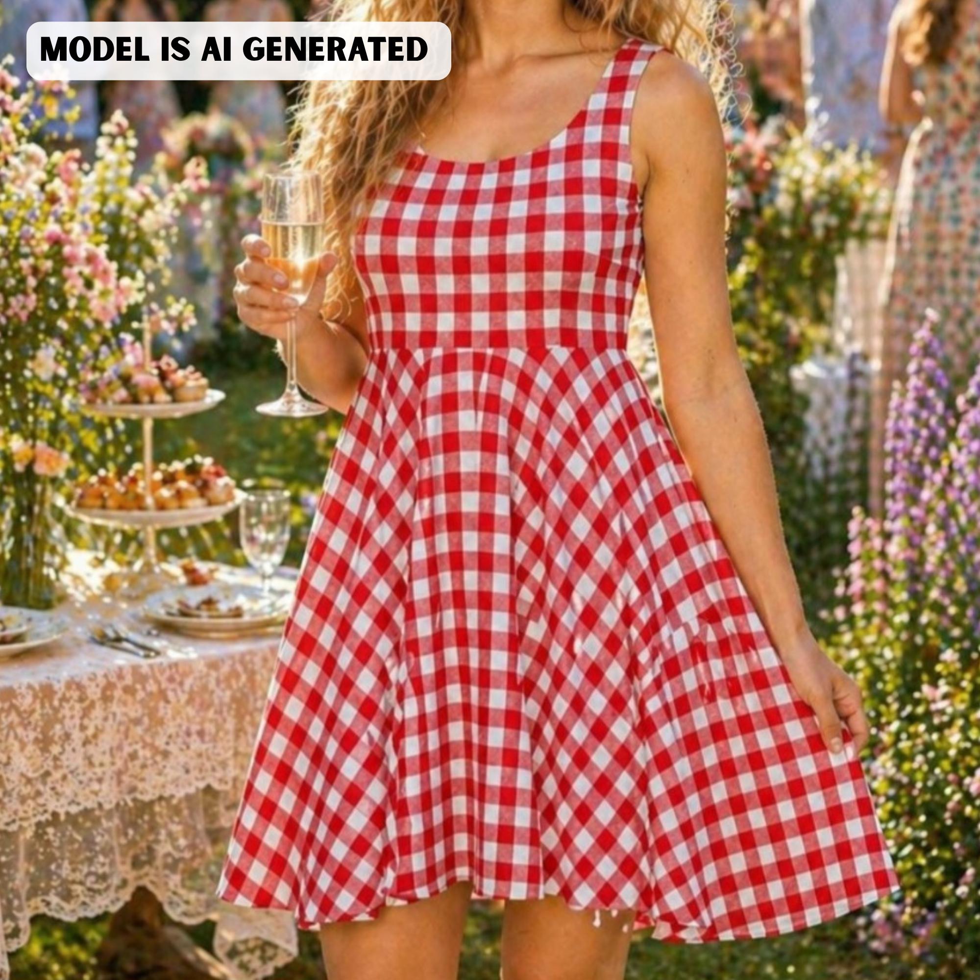 Red and White Dress Casual