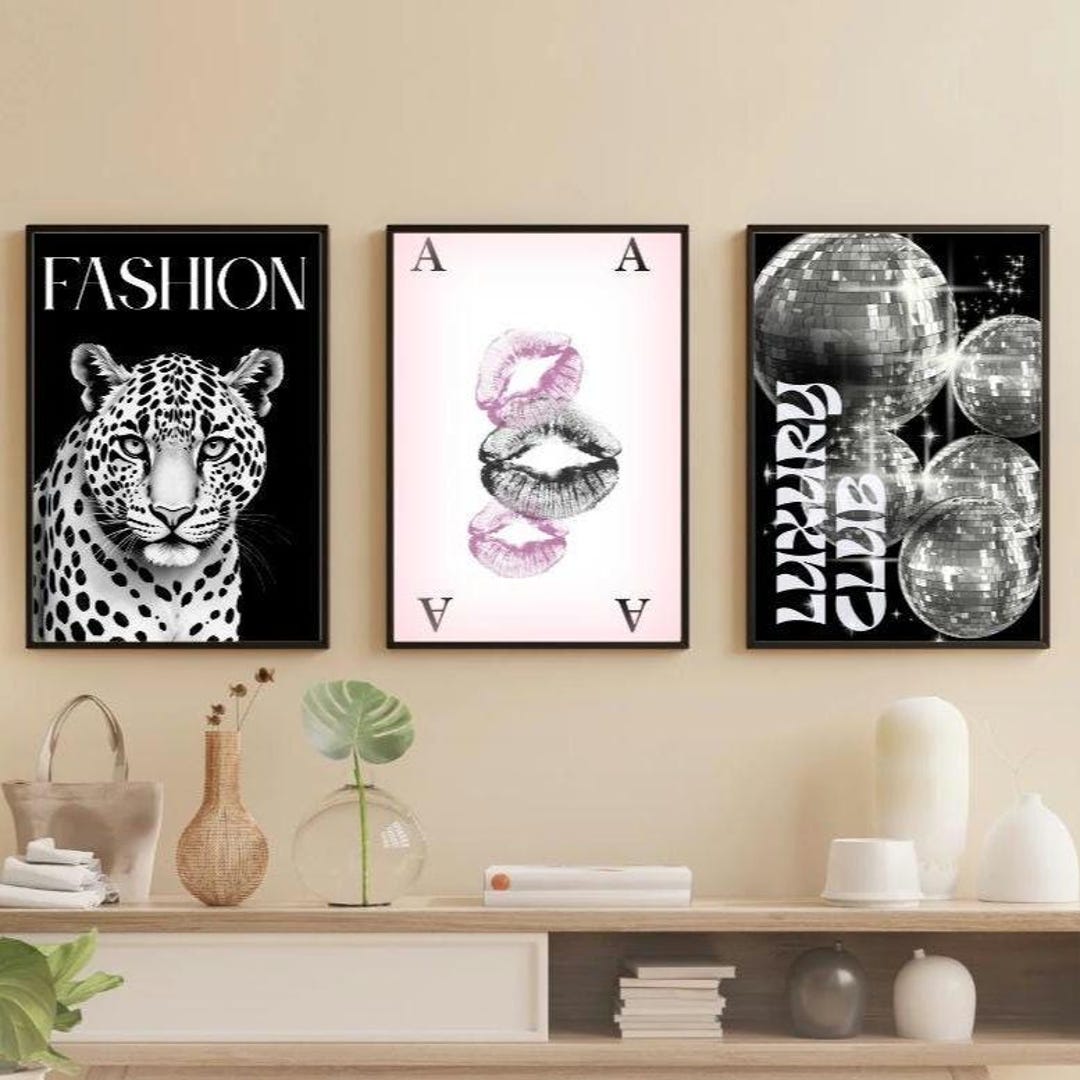 Pink Cheetah Art Prints Set of 3: Pink Animal Print Design (24x36 ...