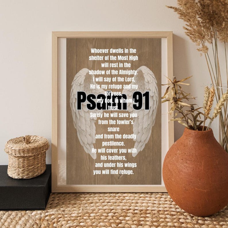 Psalm 91 Modern Scripture Wall Art Printable, Christian Bible Verse ...