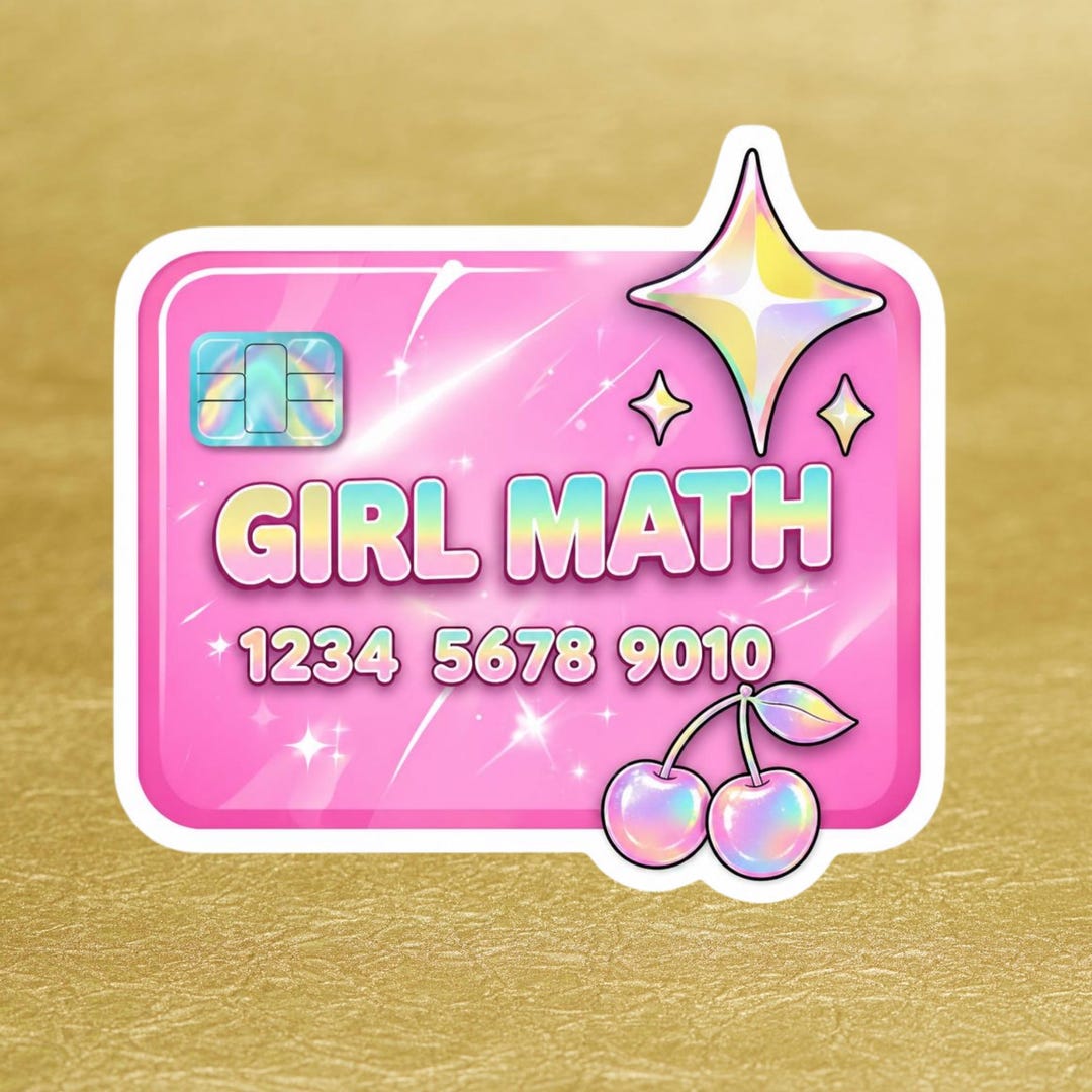 Pink Math Stickers Design Pink Girl Math Sticker, Kiss-cut Vinyl Sticker, Pastel Credit Card ...