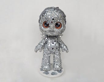 Bedazzled Doll Sculpture in Silver