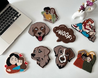 Cute Punch Needle Coasters – Dog Faces, Hugging Friends  Woof Bubble – Handmade Gift for Dog Lovers & Besties – Cozy Mug Rugs
