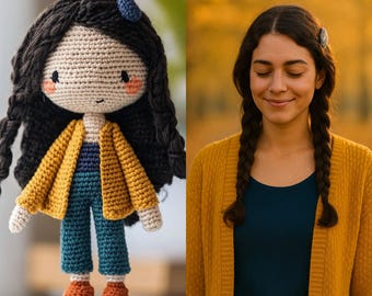 Handmade Custom Crochet Doll, Look Alike Doll Personalized Gift For Mom, Girlfriend, Kid, Crochet Birthday Gift For Her & Him, Stuffed Toy
