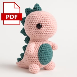 Crochet Dinosaur Pattern, No Sew Crochet Animal Plush Pattern | Amigurumi T-Rex Toy, Stuffed Dinosaur PDF, Crochet Pattern