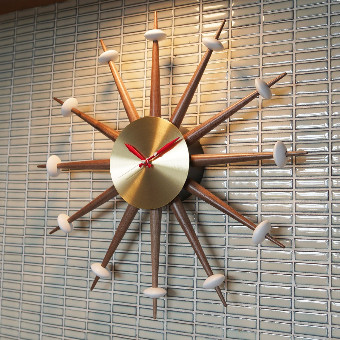 Modern Starburst Wall Clock Large Sunburst Atomic Sputnik Etsy