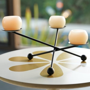 Sputnik Ball Modern Mid Century Style Candle Holder or Centerpiece - Tri-Level Tripod Atomic Age - Vintage Style Eames Era 1960's 1950's