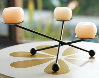 Sputnik Ball Modern Mid Century Style Candle Holder or Centerpiece - Tri-Level Tripod Atomic Age - Vintage Style Eames Era 1960's 1950's