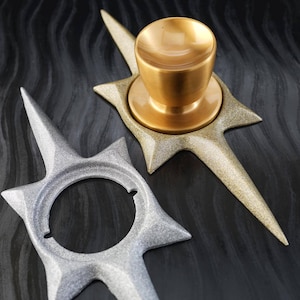 Starburst Door Rosette Escutcheon Doorknob Backer - Metallic Flake Silver or Gold - Vintage Style Eames Atomic Mid Century Era 1950&#39;s 1960&#39;s