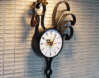 Vintage Spartus Rooster Wall Clock  - Starburst Sunburst Atomic Eames Era Mid Century Modern 1950's 60's