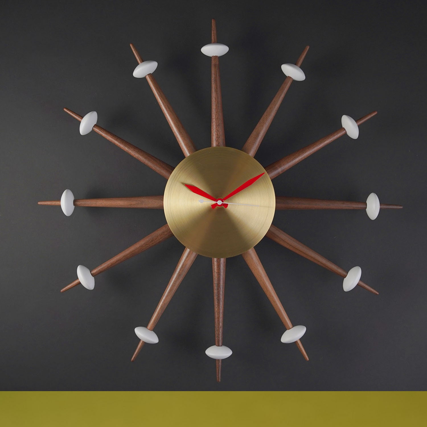Modern Starburst Wall Clock Large Sunburst Atomic Sputnik Etsy