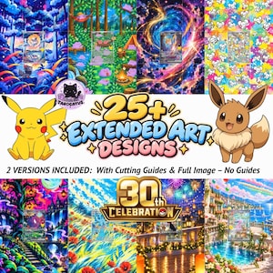 Pokémon 30-årsjubileum 25+ utökade pärmblad | Utskrivbar TCG-pärmkonst | Digitala kortalbumsidor | 3x3-pärm, PDF-format