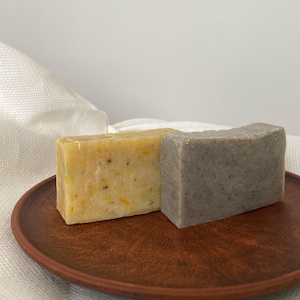 Natural Soap Duo Grace + Lavender Clay, Handmade Herbal and Clay Soap Set, Calming Soap Gift, Organic Soap for Face or Body