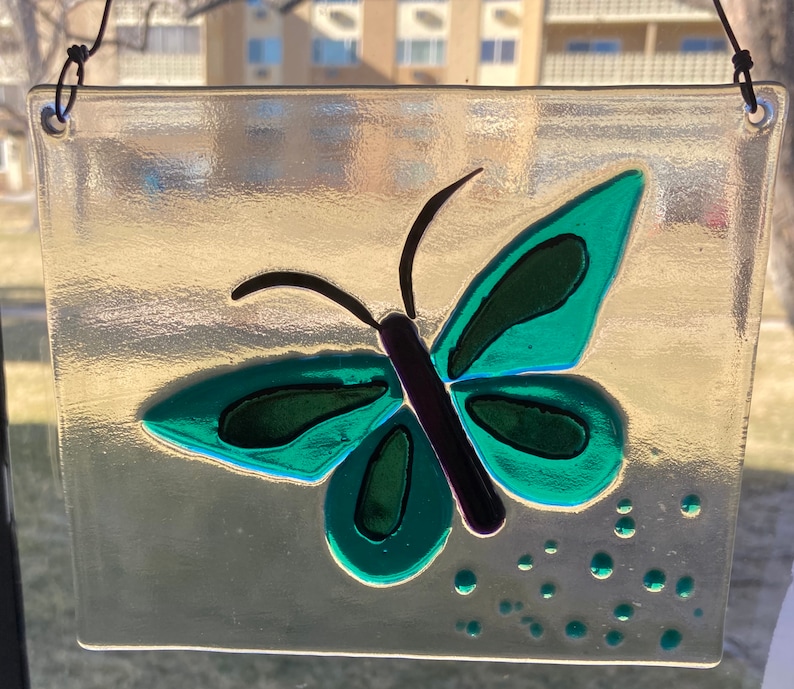 Butterfly Art Window Hanging Fused Glass Art Garden Art Sun Catcher