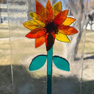 Fused Glass Floral Sun Catcher, Window Decor, Sunflower Art,