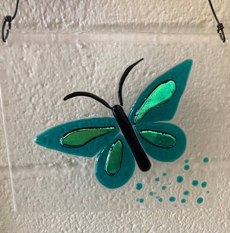 Butterfly Art Window Hanging Fused Glass Art Garden Art Sun Catcher