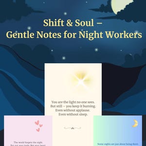 Shift and Soul – 5 Cartões de Incentivo para Imprimir para Trabalhadores Noturnos | Apoio Gentil para Enfermeiros, Cuidadores e Técnicos de Emergência Médica | Cartão Bônus