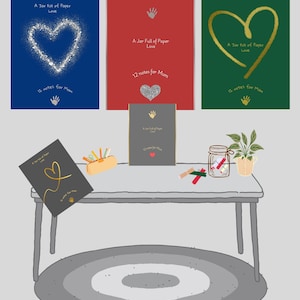 Presente minimalista para o Dia das Mães – 12 bilhetes de amor para imprimir para a mãe – Conjunto elegante de potes faça você mesmo – Edição Reino Unido/Canadá – Download instantâneo