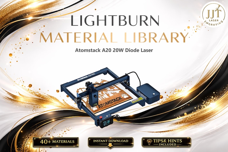 Lightburn Material Library for Atomstack A20 20W Diode Laser | Multilingual Settings Bundle (Digital Download) image 1