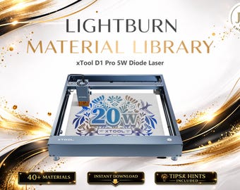 Libreria di materiali Lightburn per laser a diodo xTool D1 Pro 5W / Pacchetto di impostazioni multilingue (download digitale)