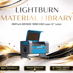 Lightburn Material Library for OMTech MF2028 100W CO2 Laser | Multilingual Settings Bundle (Digital Download) image 1