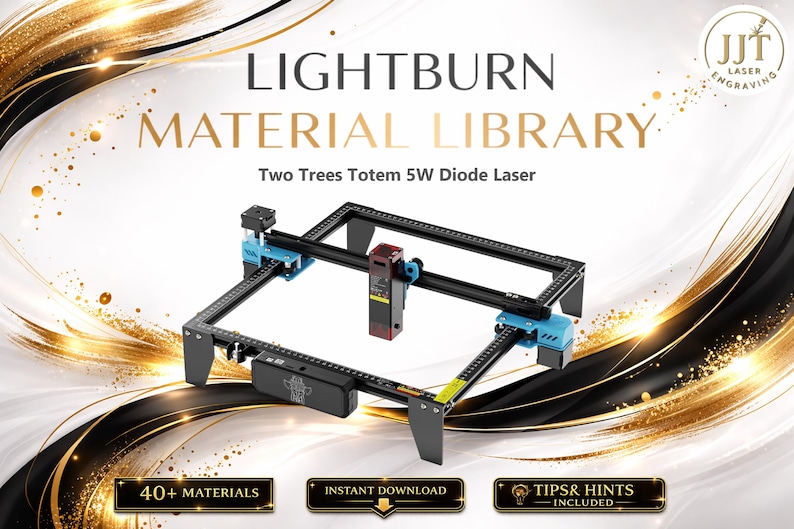 Biblioteka materiałów Lightburn dla lasera diodowego Two Trees Totem 5 W | Pakiet ustawień wielojęzycznych (do pobrania w wersji cyfrowej) zdjęcie 1