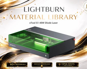 Biblioteca de Materiais Lightburn para Laser de Diodo xTool S1 40W | Pacote de Configurações Multilíngues (Download Digital)