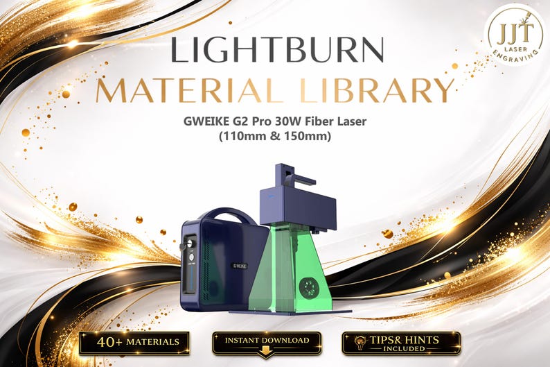 Lightburn-materiaalbibliotheek voor GWEIKE G2 Pro 30 W fiberlaser | Meertalige instellingenbundel (digitale download) afbeelding 1