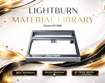 Libreria di materiali Lightburn per laser a diodo Acmer P2 33W / Pacchetto di impostazioni multilingue (download digitale)