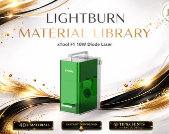 Biblioteca de Materiais Lightburn para Laser de Diodo xTool F1 10W | Pacote de Configurações Multilíngues (Download Digital)