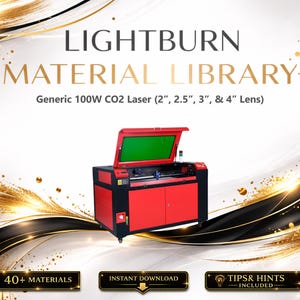 Lightburn Materialbibliotek för 100W CO2-laser | Flerspråkigt inställningspaket (digital nedladdning) bild 1