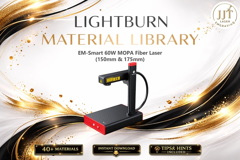 Lightburn-materialbibliotek för EM-Smart 60W MOPA-fiberlaser | Flerspråkigt inställningspaket (digital nedladdning) bild 1