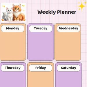 Kawaii Cat Weekly Planner | Printable & Digital | Cute A4 Organizer for Cat Lovers