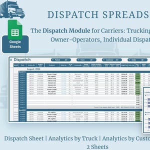Dispatch Business Google Sheet for Dispatchers, Trucking Companies