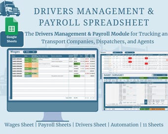 Trucking Payroll Google Sheet: Driver Management, Wages, and Payments (Digital Download)