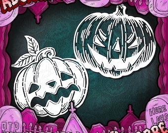 Jack O' Lantern Witchy pumpkin Vinyl Decal: Halloween Car Laptop Sticker