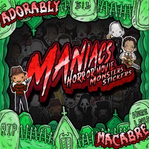 Pegatinas de arte de terror de monstruos de películas MANIACS
