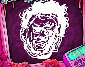 LEREN gemaskerde Southern Horror-maniak. Sticker vinyl sticker.