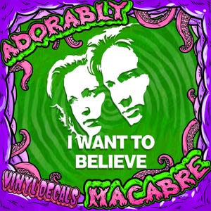 I Want to BELIEVE xfiles DECAL STICKER mulder scully face window car laptop tumbler vinyl sticker