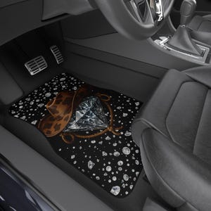 Cowboy Hat Car Floor Mats: Bling Diamond Western Glam Decor Set