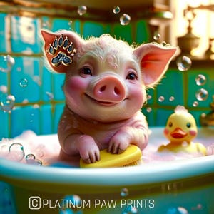 Set of 3 Piggy Bath Time Prints - Cute Piglet Nursery Art - Farm Animal Wall Decor Digital Download - Baby Shower Gift for Pig/Animal Lovers