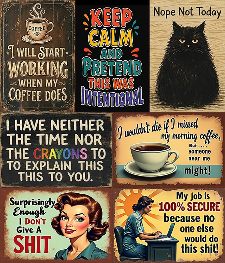 Sarcastic Metal Desk Sign, Funny Office Decor, 4x6