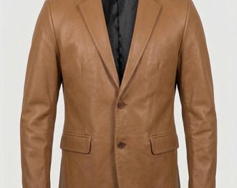 Men's Oversized Leather Blazer Jacket | Vintage Style UK Streetwear Coat